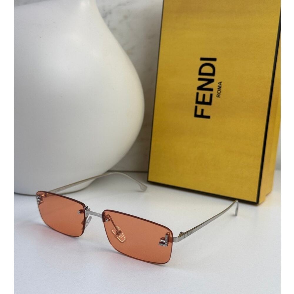 NEW Fendi FE4172US First Rimless Orange Square Sunglasses - Picture 2 of 6